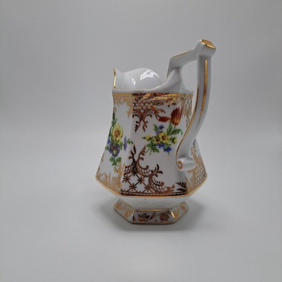 Royal Danube Ornate Floral Gold Trim Hexagonal Pitcher Pot - Picture 2 of 15